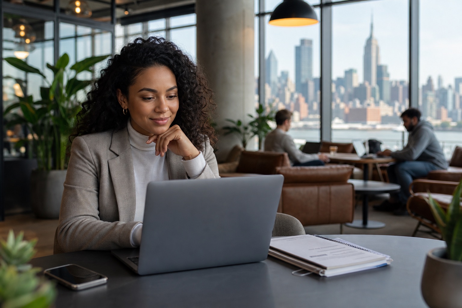 Candidate reviewing job opportunities on a laptop